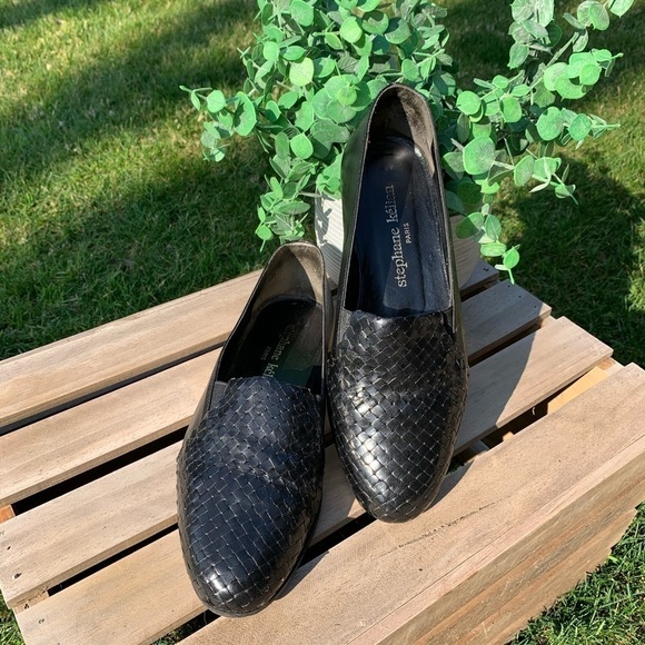Stephane Kelian Paris Black Woven Leather Slip on Shoes Flats Size 7.5 - Picture 11 of 12